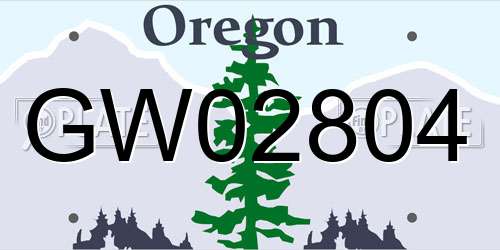 GW02804 Oregon License Plate