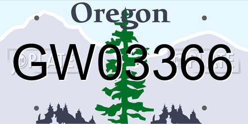 GW03366 Oregon License Plate