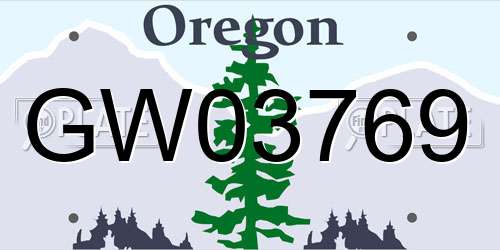 GW03769 Oregon License Plate