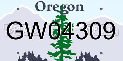 GW04309 Oregon License Plate