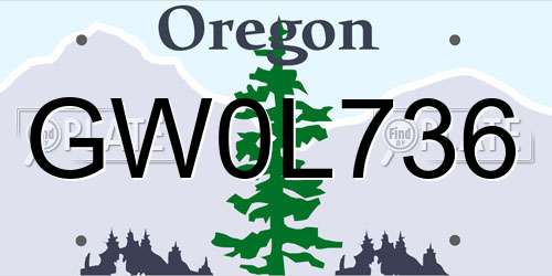 GW0L736 Oregon License Plate