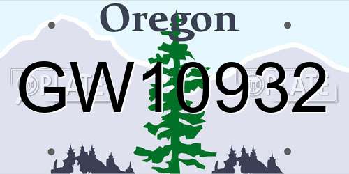 GW10932 Oregon License Plate