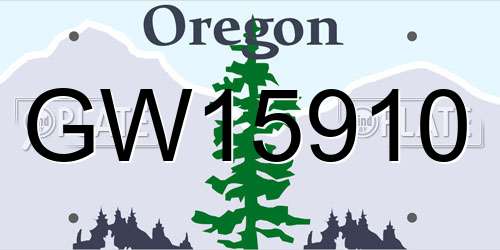 GW15910 Oregon License Plate