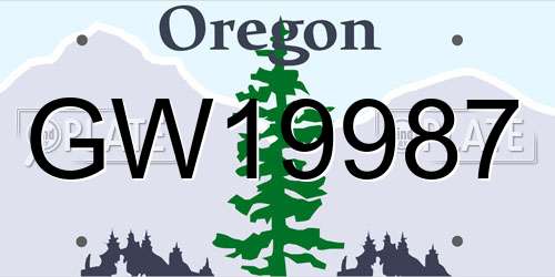 GW19987 Oregon License Plate