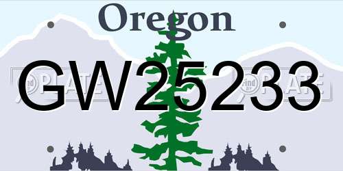 GW25233 Oregon License Plate