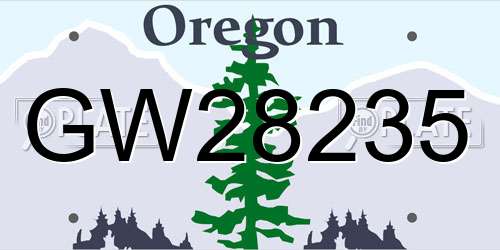GW28235 Oregon License Plate