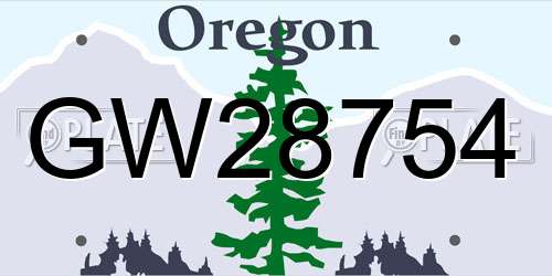 GW28754 Oregon License Plate