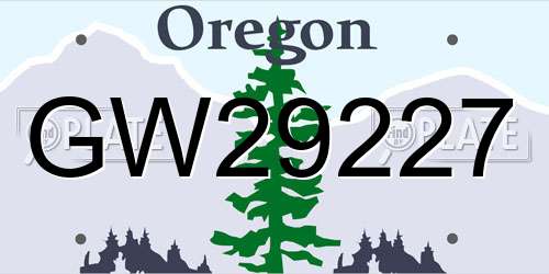 GW29227 Oregon License Plate