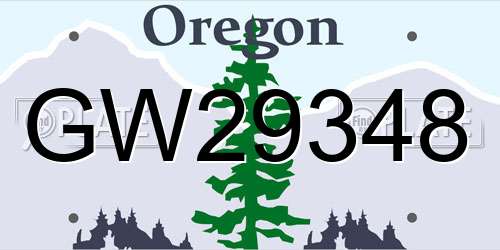 GW29348 Oregon License Plate