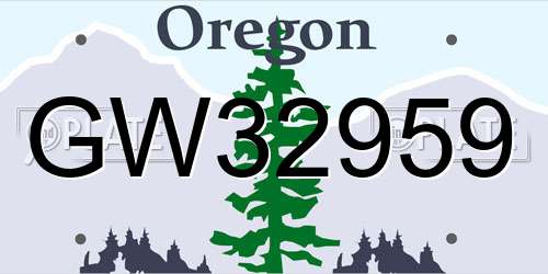 GW32959 Oregon License Plate