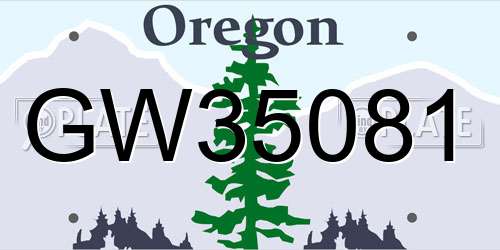 GW35081 Oregon License Plate