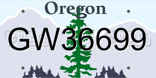 GW36699 Oregon License Plate