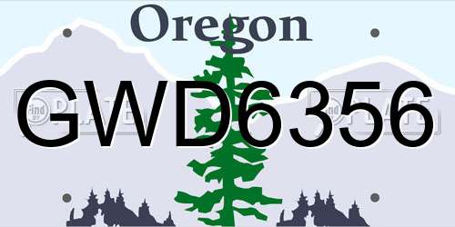 GWD6356 Oregon License Plate