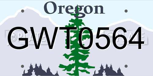 GWT0564 Oregon License Plate