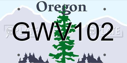 GWV102 Oregon License Plate