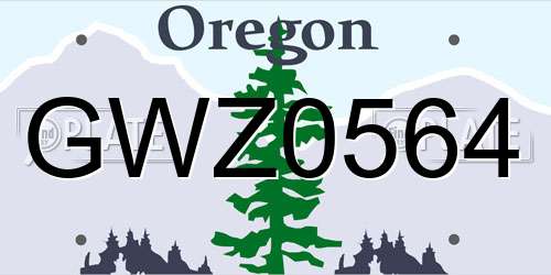 GWZ0564 Oregon License Plate