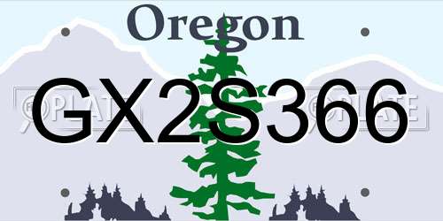 GX2S366 Oregon License Plate