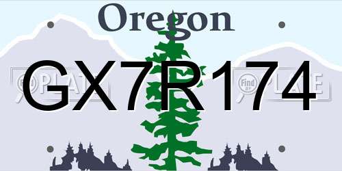 GX7R174 Oregon License Plate