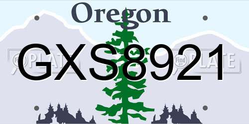 GXS8921 Oregon License Plate