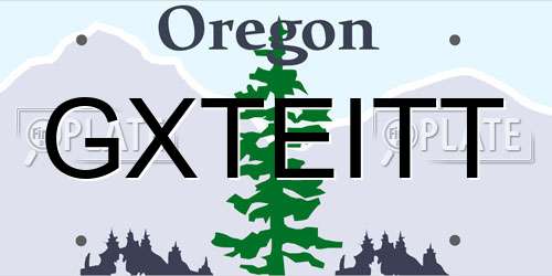 GXTEITT Oregon License Plate