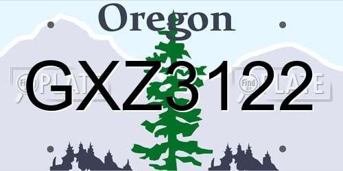 GXZ3122 Oregon License Plate