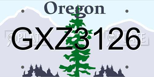 GXZ3126 Oregon License Plate
