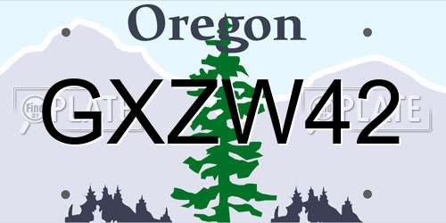 GXZW42 Oregon License Plate