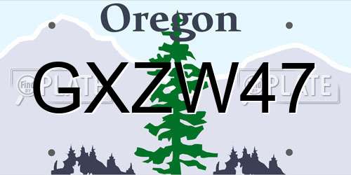 GXZW47 Oregon License Plate