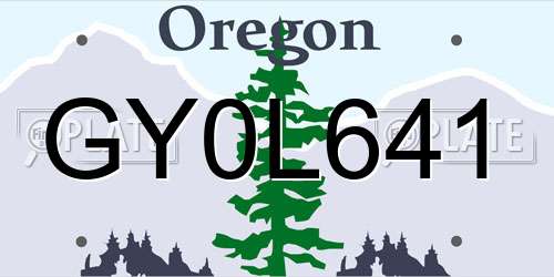 GY0L641 Oregon License Plate