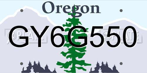 GY6G550 Oregon License Plate