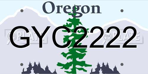 GYC2222 Oregon License Plate