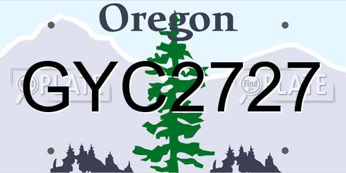 GYC2727 Oregon License Plate