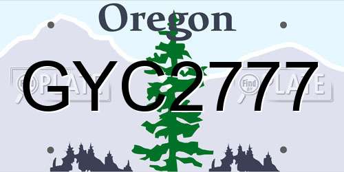 GYC2777 Oregon License Plate