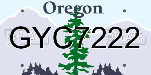 GYC7222 Oregon License Plate
