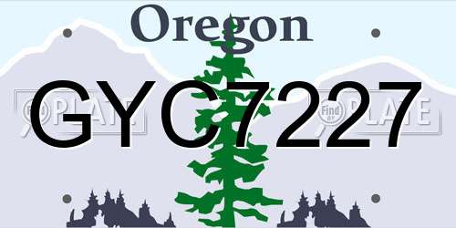 GYC7227 Oregon License Plate