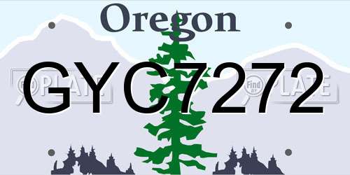 GYC7272 Oregon License Plate