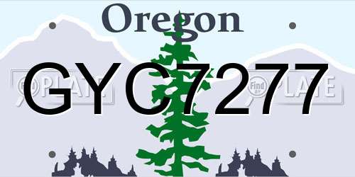 GYC7277 Oregon License Plate