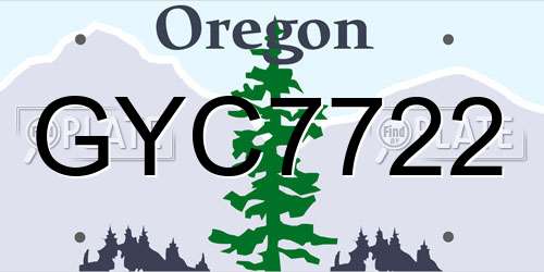 GYC7722 Oregon License Plate