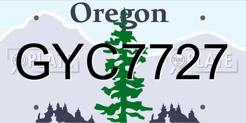 GYC7727 Oregon License Plate