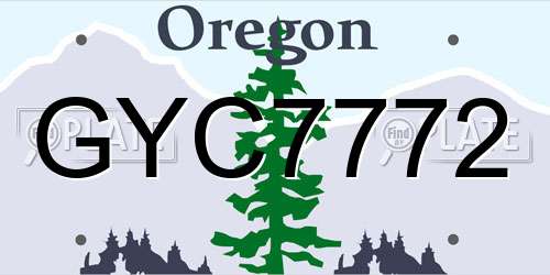 GYC7772 Oregon License Plate