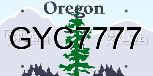 GYC7777 Oregon License Plate