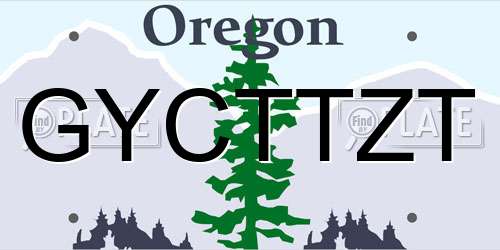 GYCTTZT Oregon License Plate