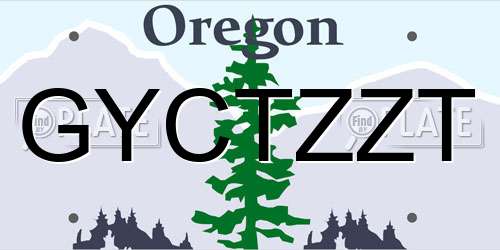 GYCTZZT Oregon License Plate