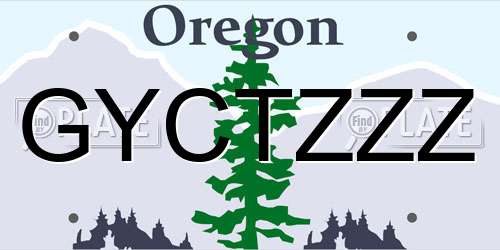 GYCTZZZ Oregon License Plate