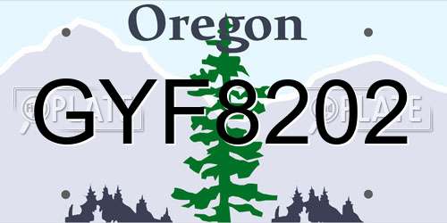 GYF8202 Oregon License Plate