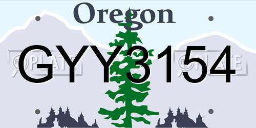 GYY3154 Oregon License Plate
