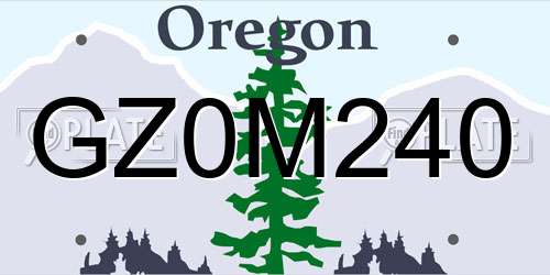 GZ0M240 Oregon License Plate