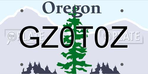 GZ0T0Z Oregon License Plate