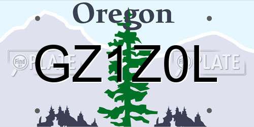 GZ1Z0L Oregon License Plate