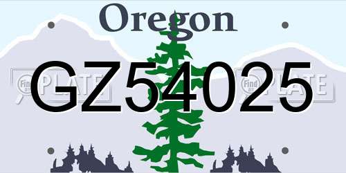 GZ54025 Oregon License Plate